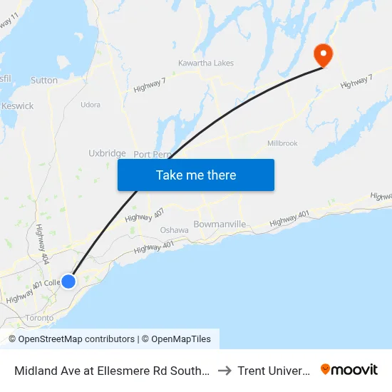 Midland Ave at Ellesmere Rd South Side to Trent University map