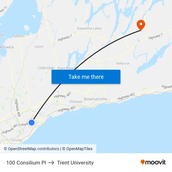 100 Consilium Pl to Trent University map