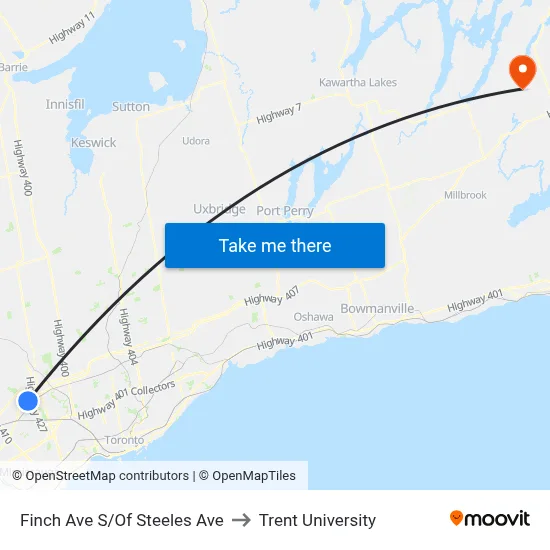 Finch Ave S/Of Steeles Ave to Trent University map