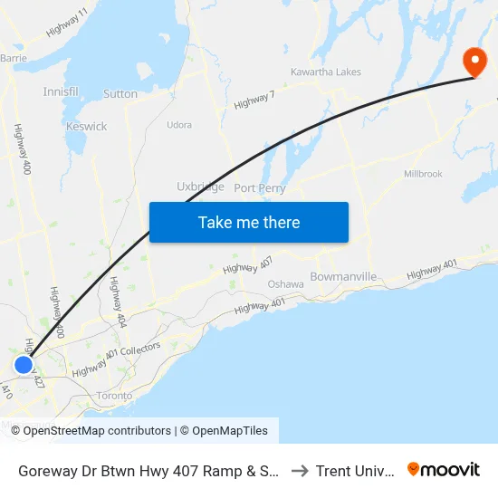 Goreway Dr Btwn Hwy 407 Ramp & Steeles Ave E to Trent University map