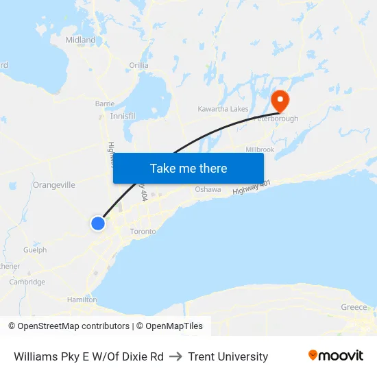 Williams Pky E W/Of Dixie Rd to Trent University map
