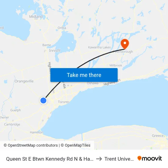 Queen St E Btwn Kennedy Rd N & Hansen Rd to Trent University map