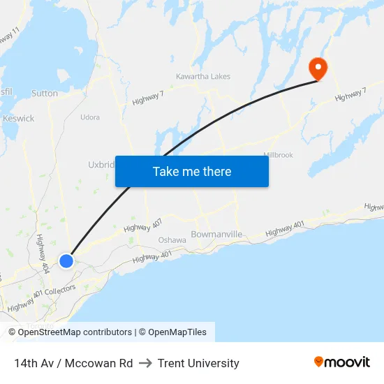 14th Av / Mccowan Rd to Trent University map