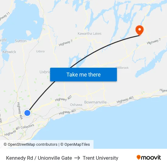 Kennedy Rd / Unionville Gate to Trent University map