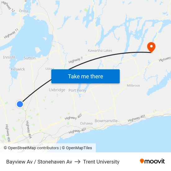 Bayview Av / Stonehaven Av to Trent University map