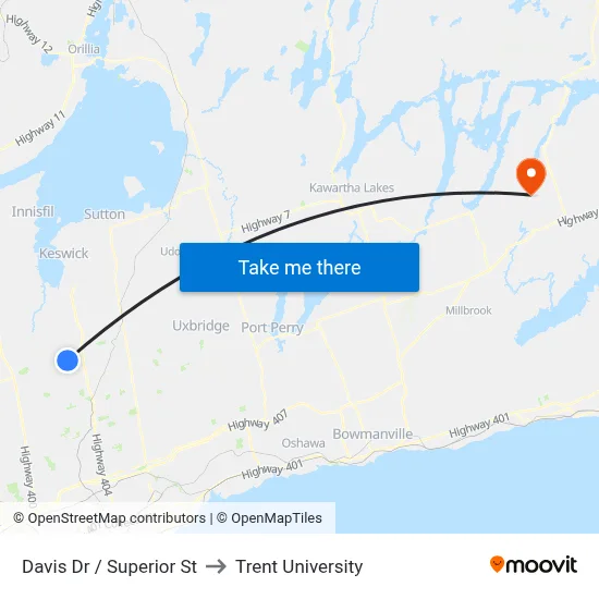 Davis Dr / Superior St to Trent University map