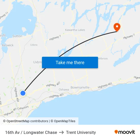 16th Av / Longwater Chase to Trent University map