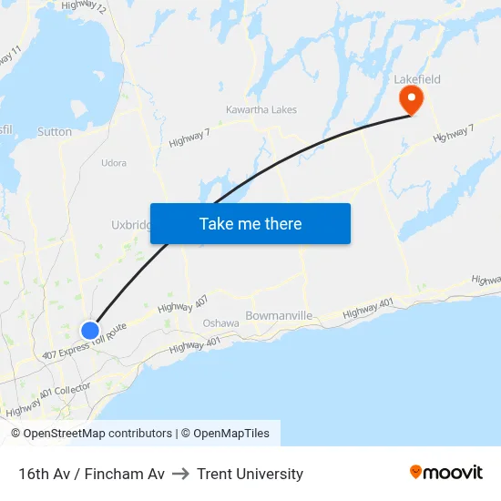 16th Av / Fincham Av to Trent University map