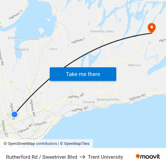 Rutherford Rd / Sweetriver Blvd to Trent University map