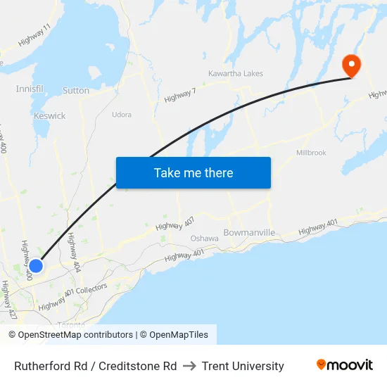 Rutherford Rd / Creditstone Rd to Trent University map