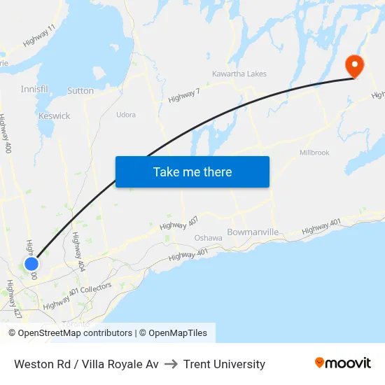 Weston Rd / Villa Royale Av to Trent University map