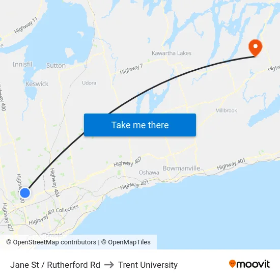 Jane St / Rutherford Rd to Trent University map