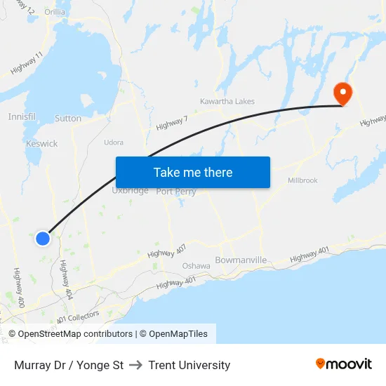 Murray Dr / Yonge St to Trent University map