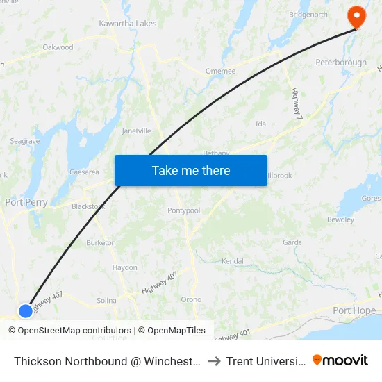 Thickson Northbound @ Winchester to Trent University map