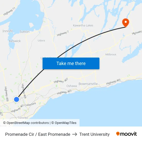 Promenade Cir / East Promenade to Trent University map