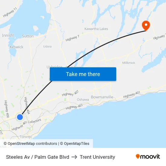 Steeles Av / Palm Gate Blvd to Trent University map
