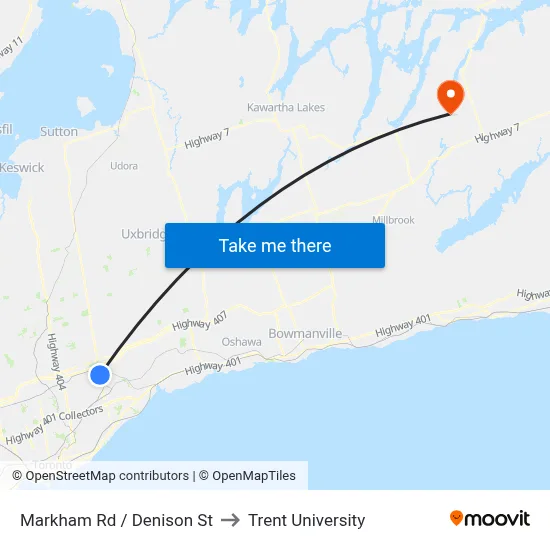 Markham Rd / Denison St to Trent University map