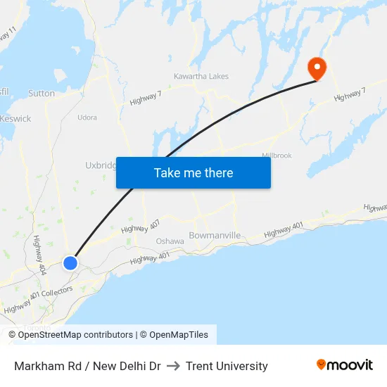 Markham Rd / New Delhi Dr to Trent University map