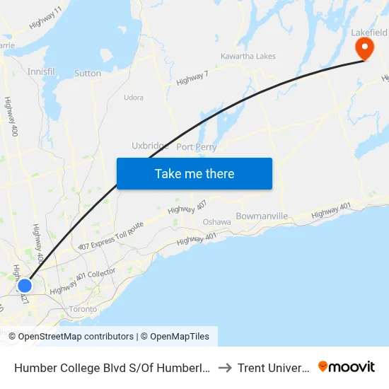 Humber College Blvd S/Of Humberline Dr to Trent University map