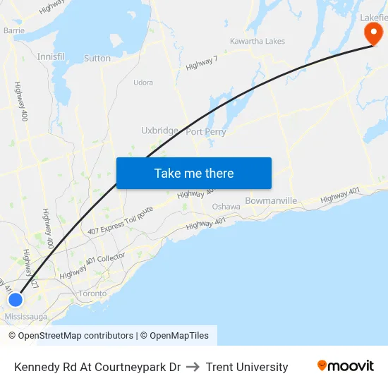 Kennedy Rd At Courtneypark Dr to Trent University map