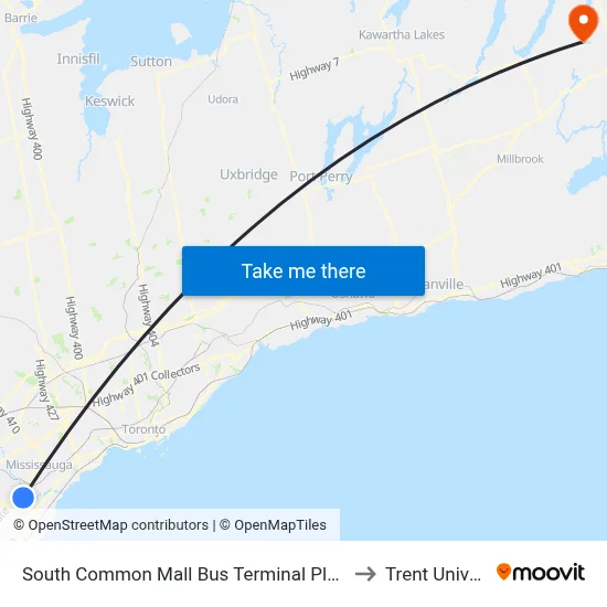 South Common Mall Bus Terminal Platform A,B,C to Trent University map
