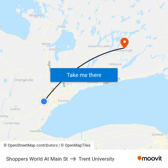 Shoppers World At Main St to Trent University map