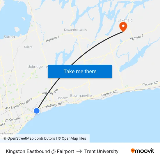 Kingston Eastbound @ Fairport to Trent University map