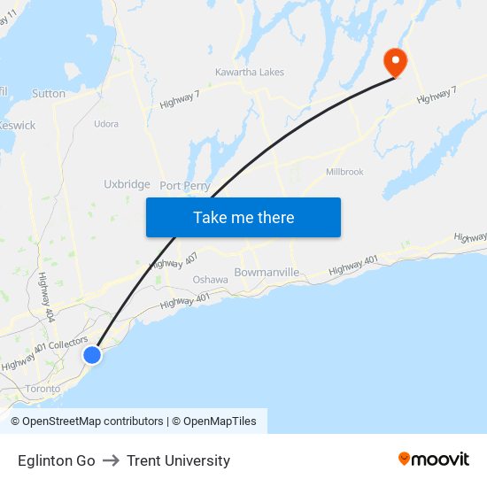 Eglinton Go to Trent University map