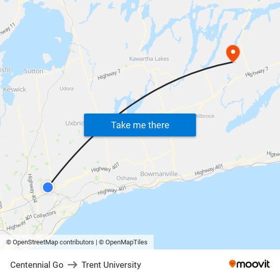 Centennial Go to Trent University map