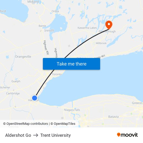 Aldershot Go to Trent University map