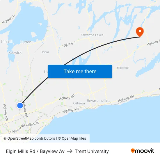 Elgin Mills Rd / Bayview Av to Trent University map