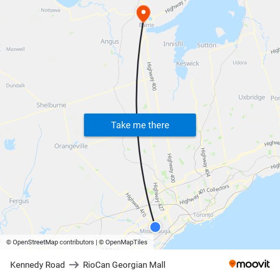 Kennedy Road to RioCan Georgian Mall map