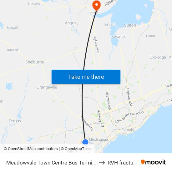 Meadowvale Town Centre Bus Terminal Platform H, I, J to RVH fracture clinic map