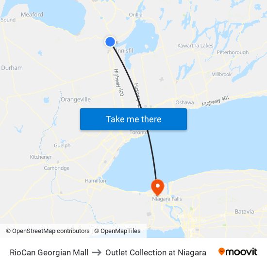RioCan Georgian Mall to Outlet Collection at Niagara map