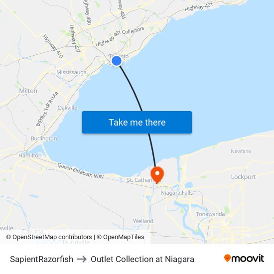 SapientRazorfish to Outlet Collection at Niagara map