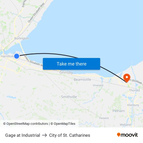 Gage at Industrial to City of St. Catharines map