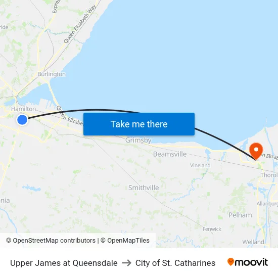 Upper James at Queensdale to City of St. Catharines map