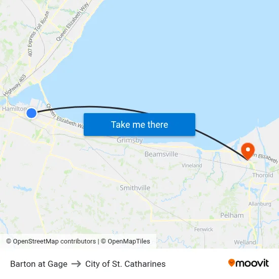 Barton at Gage to City of St. Catharines map