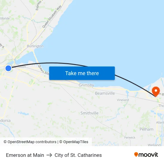 Emerson at Main to City of St. Catharines map