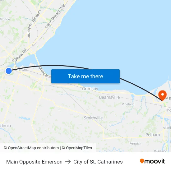 Main Opposite Emerson to City of St. Catharines map