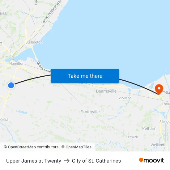 Upper James at Twenty to City of St. Catharines map