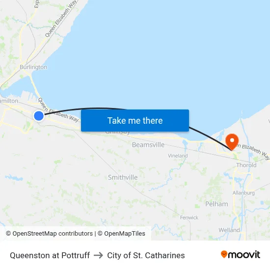 Queenston at Pottruff to City of St. Catharines map