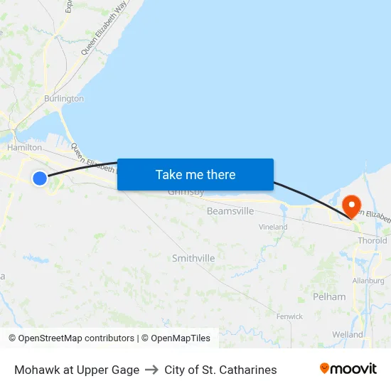 Mohawk at Upper Gage to City of St. Catharines map
