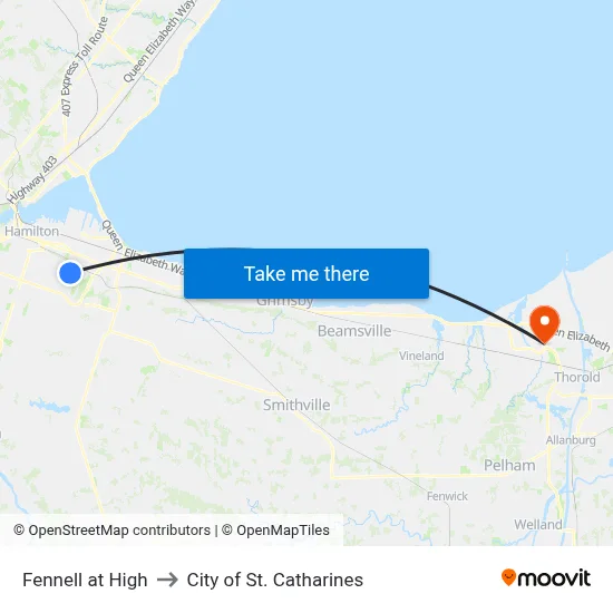 Fennell at High to City of St. Catharines map