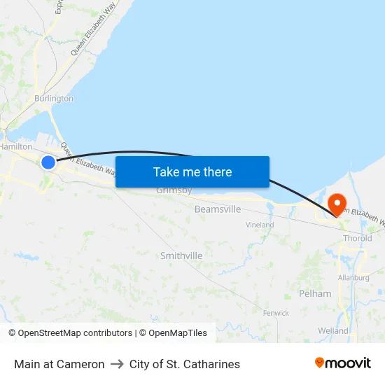 Main at Cameron to City of St. Catharines map