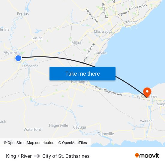 King / River to City of St. Catharines map