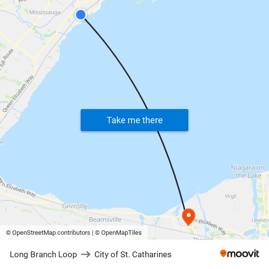 Long Branch Loop to City of St. Catharines map