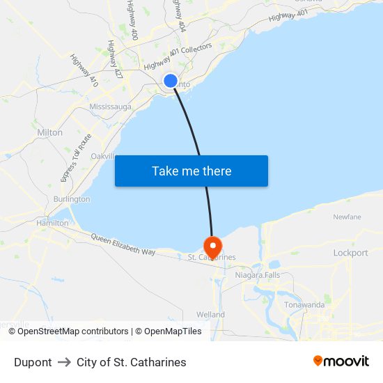 Dupont to City of St. Catharines map
