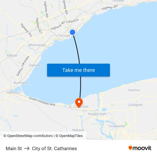 Main St to City of St. Catharines map