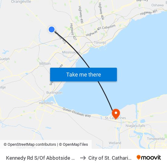 Kennedy Rd S/Of Abbotside Way to City of St. Catharines map